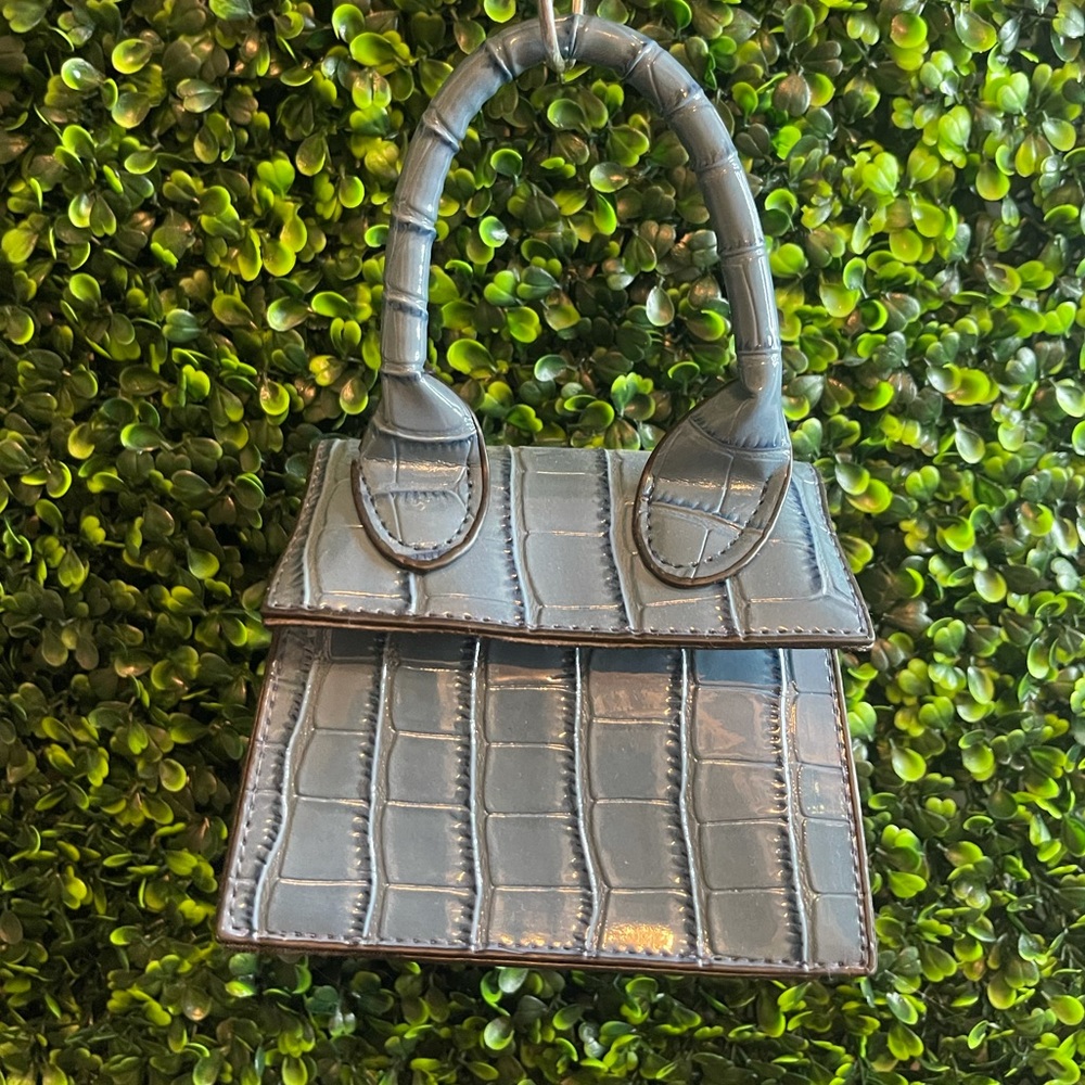 Blue crocodile print mini bag